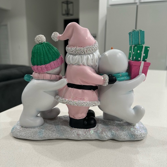 🆕 Christmas Resin Holiday Decor – Pink Santa & Snowmen Figurine! - Picture 3 of 7